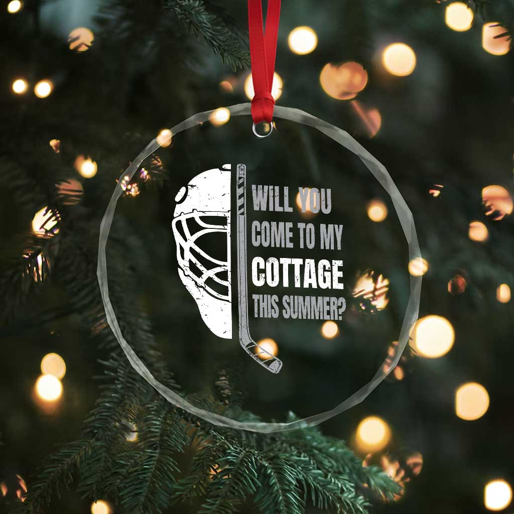 Will You Come To My Cottage This Summer Crystal Glass Ornament Retro LGBT Romance Hockey Fan