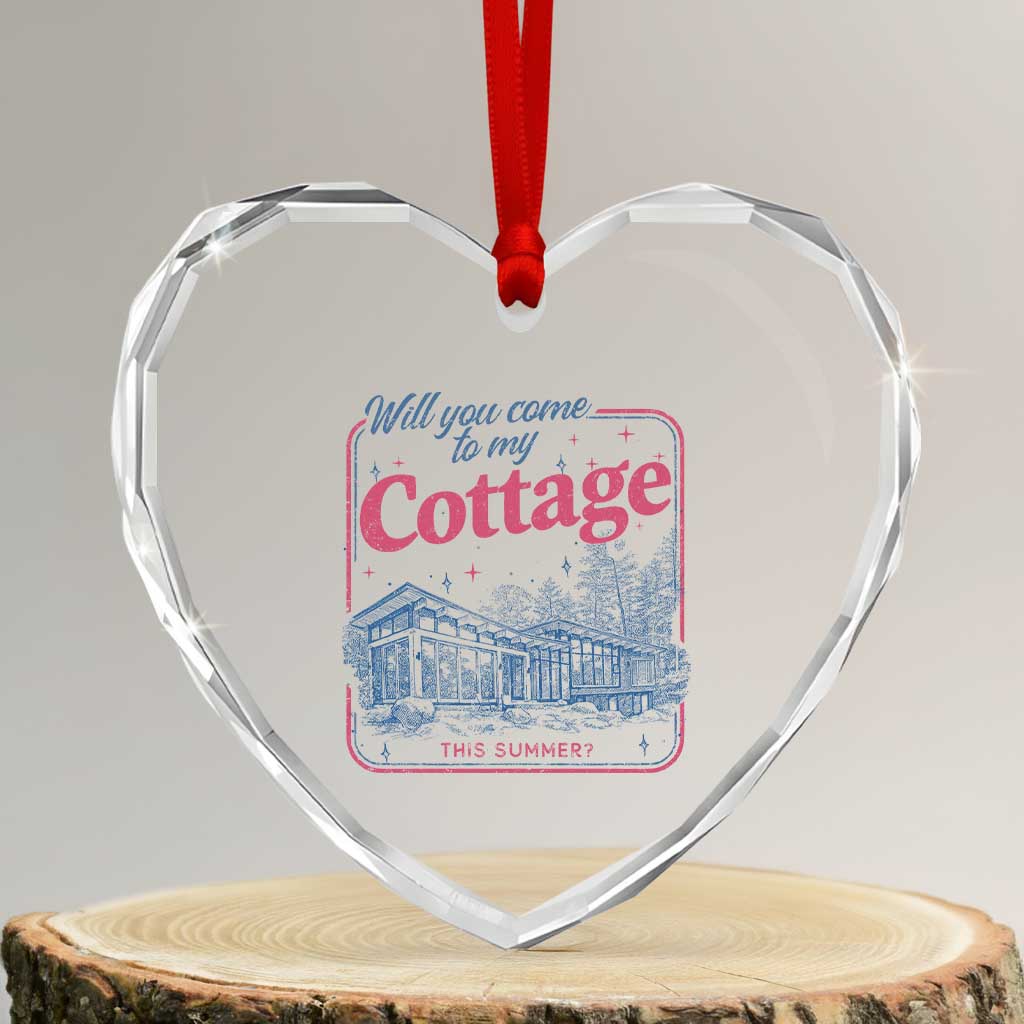 Will You Come To My Cottage This Summer Heart Crystal Glass Ornament LGBT Romance Hockey Fan