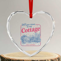 Will You Come To My Cottage This Summer Heart Crystal Glass Ornament LGBT Romance Hockey Fan