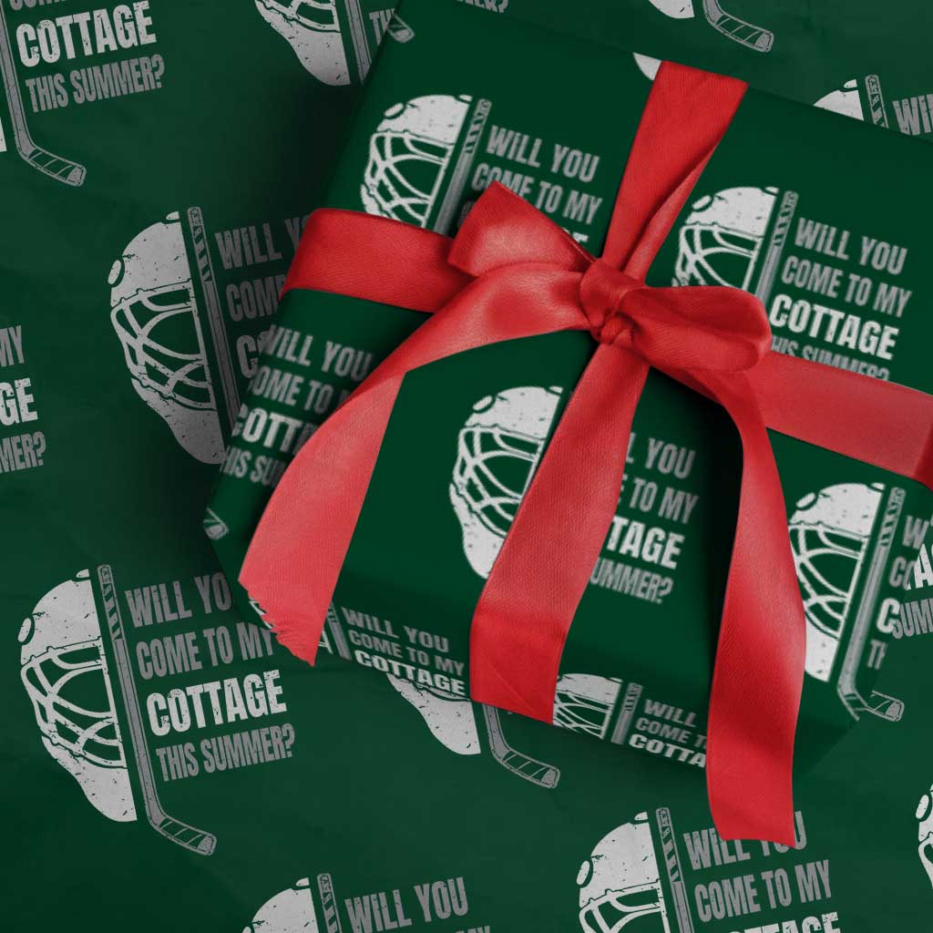 Will You Come To My Cottage This Summer Wrapping Paper Roll Retro LGBT Romance Hockey Fan