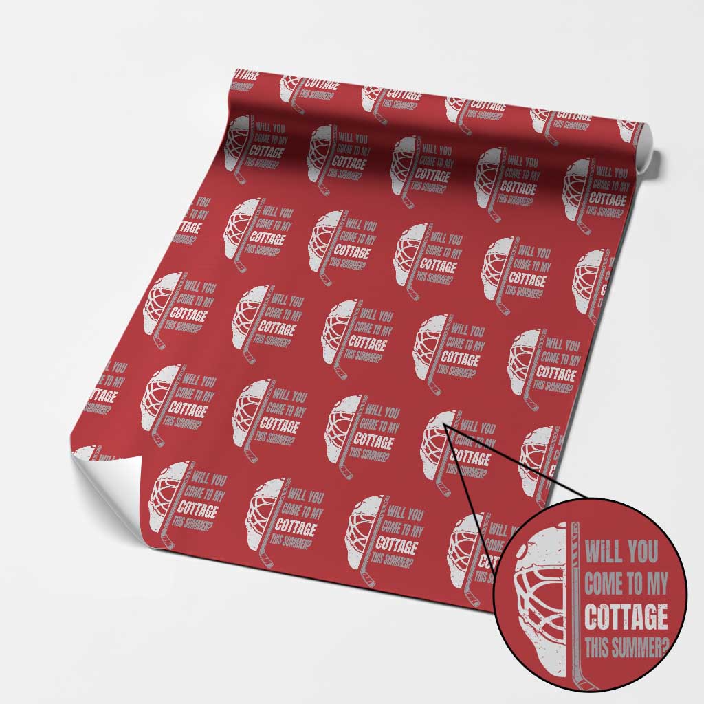 Will You Come To My Cottage This Summer Wrapping Paper Roll Retro LGBT Romance Hockey Fan