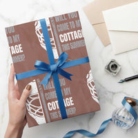 Will You Come To My Cottage This Summer Wrapping Paper Roll Retro LGBT Romance Hockey Fan