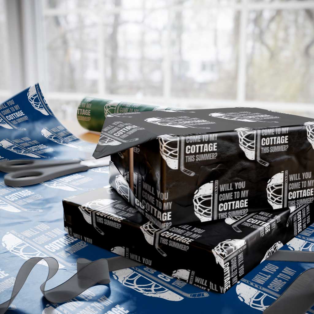 Will You Come To My Cottage This Summer Wrapping Paper Roll Retro LGBT Romance Hockey Fan