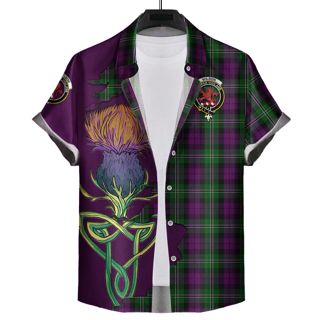 wilson-tartan-plaid-short-sleeve-button-down-shirt-tartan-crest-with-thistle-and-scotland-map-short-sleeve-button-shirt