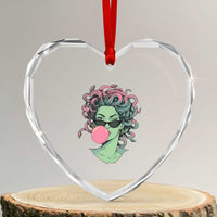 Winking Medusa In Sunglasses Blowing Bubble Gum Heart Crystal Glass Ornament Funny Greek Mythology Pop Art