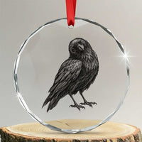 Winking Raven Crow Crystal Glass Ornament Vintage Dark Academia Funny Bird Graphic
