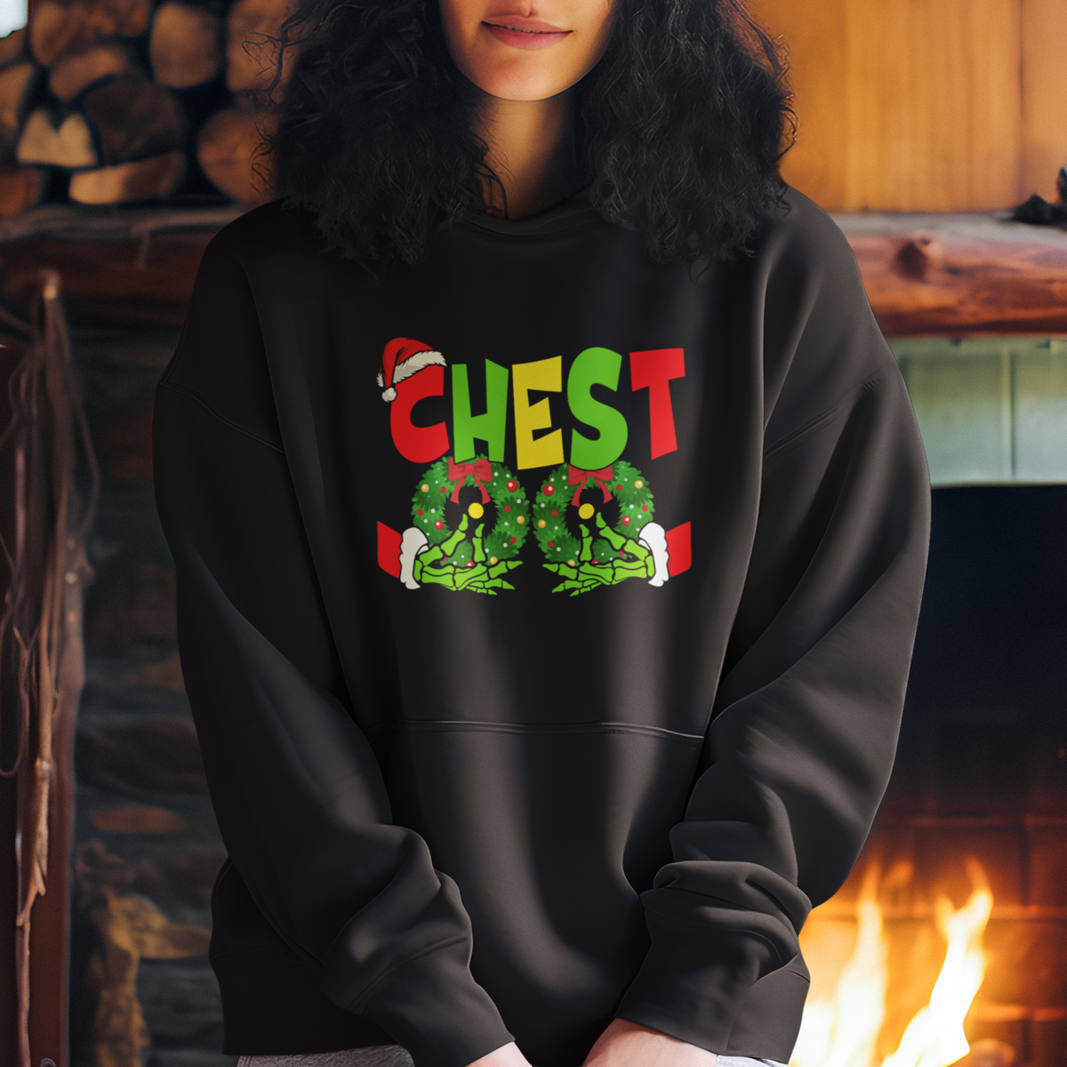 Christmas Couples Hoodie Chestnuts Xmas Matching Family Funny Chest Skeleton - Wonder Print Shop
