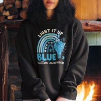 Autism Awareness Hoodie Light It Up Blue Rainbow Puzzle Piece - Wonder Print Shop
