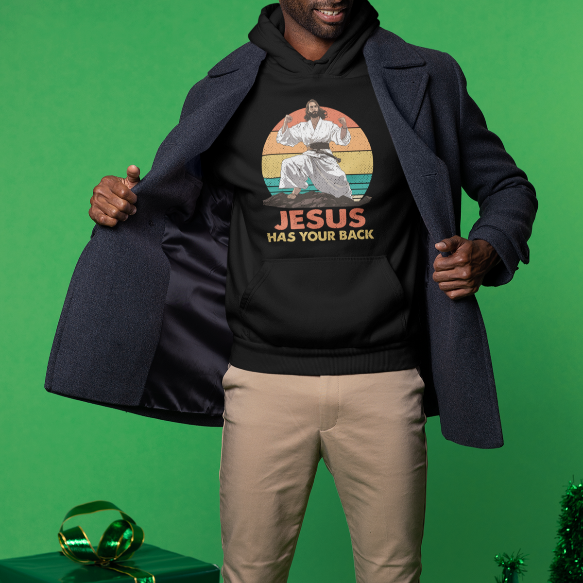 Jesus Has Your Back Jitsu Retro Christian Hoodie - Wonder Print Shop