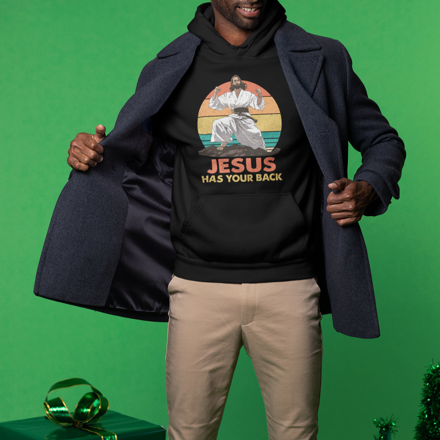 Jesus Has Your Back Jitsu Retro Christian Hoodie - Wonder Print Shop