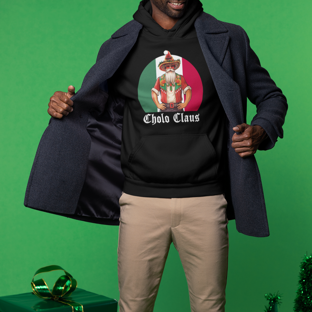 Cholo Claus Christmas Funny Mexican Santa Sombrero Feliz Navidad Hoodie - Wonder Print Shop