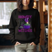 Halloween Witch Sweatshirt Howdy Witches Western Cowgirl - Wonder Print Shop