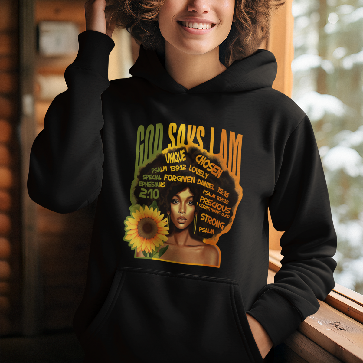 God Says I Am Melanin Strong Unique Black Women Sunflower Hoodie - Wonder Print Shop