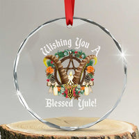Wishing You A Blessed Yule Crystal Glass Ornament Yule Goat Pagan TS11