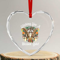 Wishing You A Blessed Yule Heart Crystal Glass Ornament Yule Goat Pagan - Wonder Print Shop