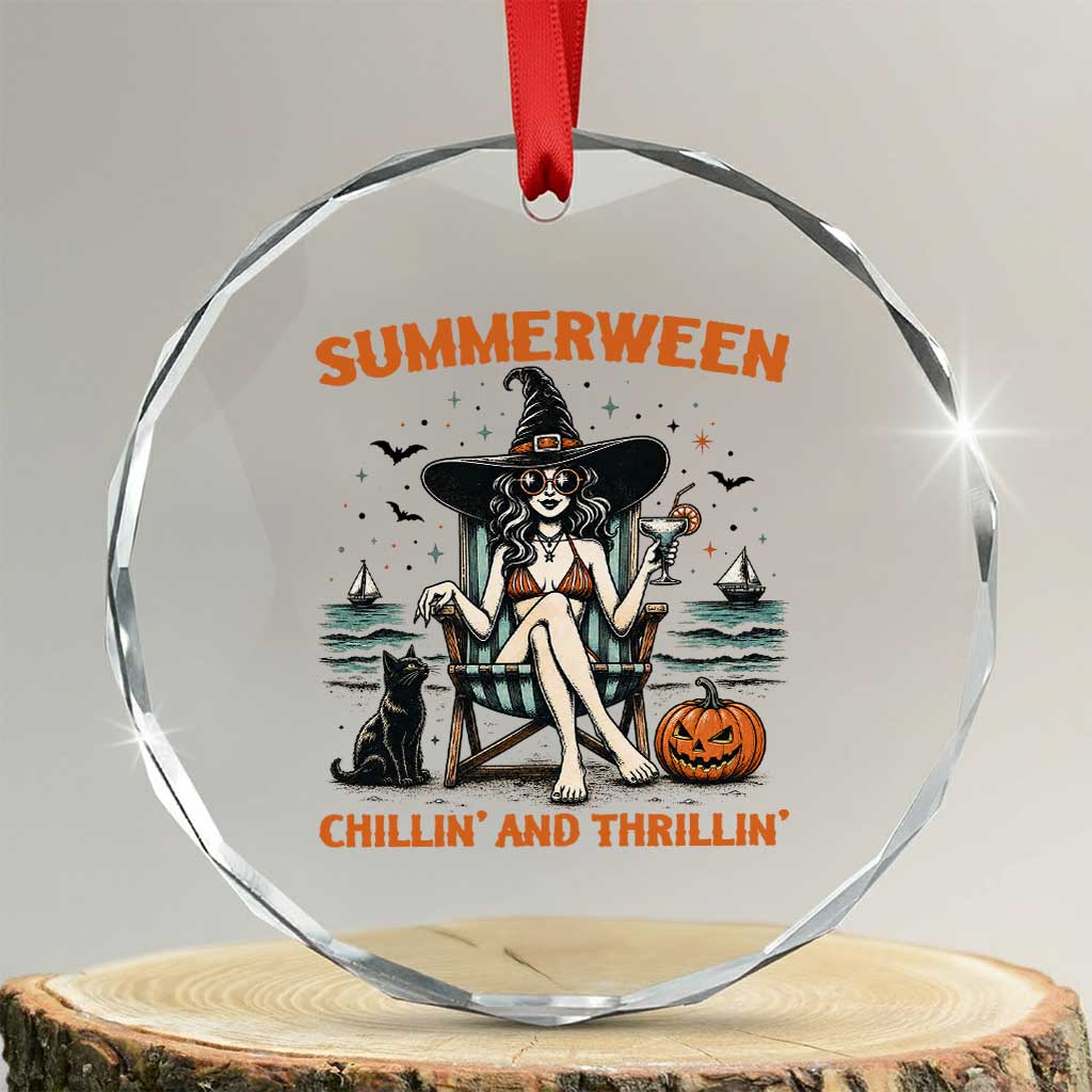Witchy Beach Summerween Vacation Crystal Glass Ornament Chillin And Thrillin