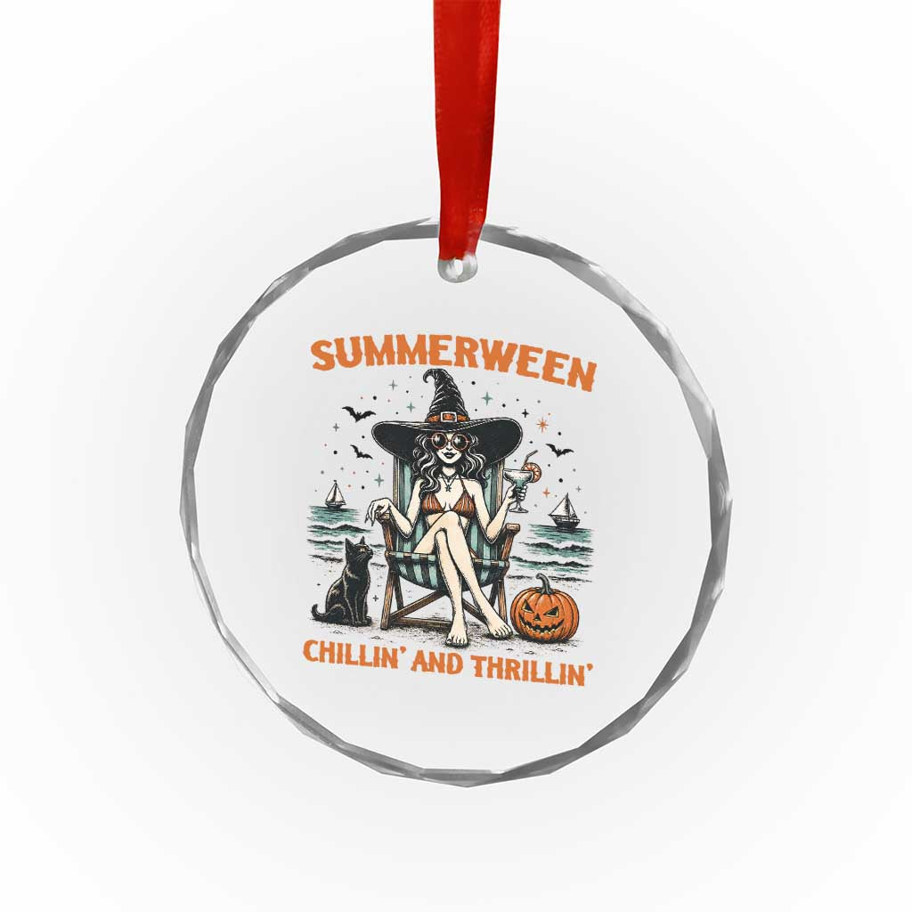 Witchy Beach Summerween Vacation Crystal Glass Ornament Chillin And Thrillin