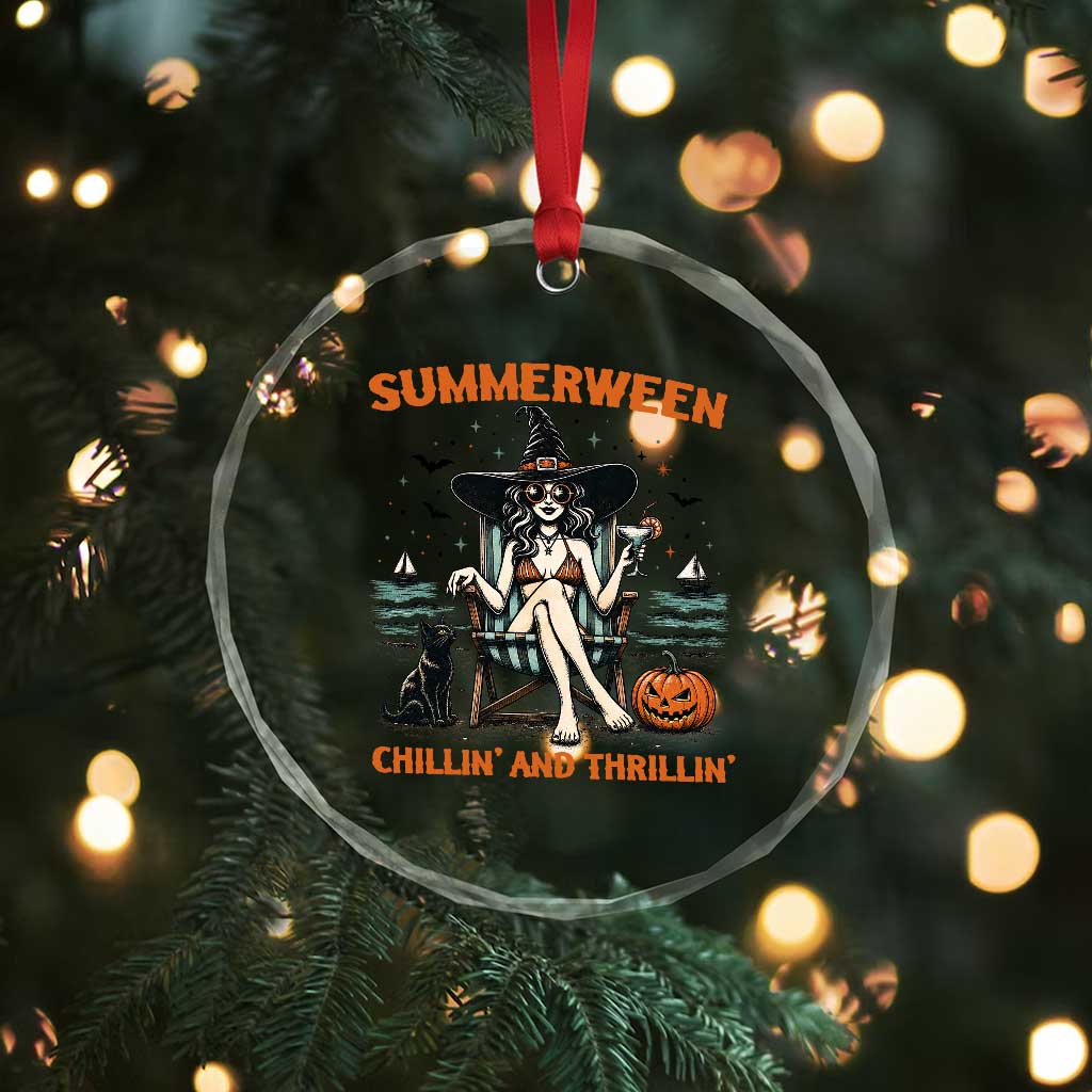 Witchy Beach Summerween Vacation Crystal Glass Ornament Chillin And Thrillin
