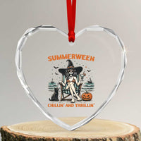 Witchy Beach Summerween Vacation Heart Crystal Glass Ornament Chillin And Thrillin