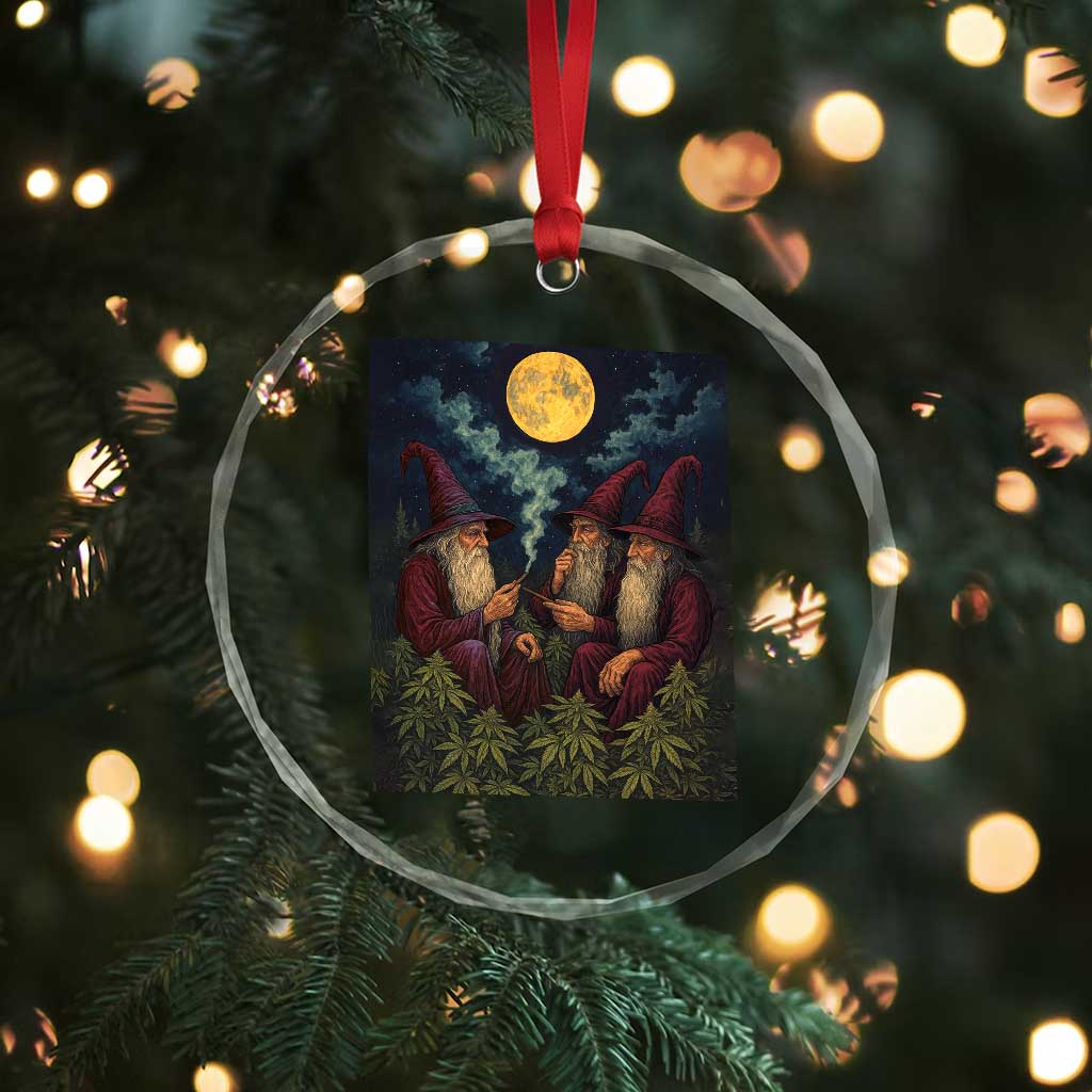 Wizard 420 Smoking Marijuana Crystal Glass Ornament Funny Stoner Weed Lover Meme