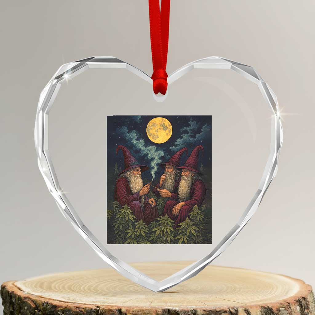 Wizard 420 Smoking Marijuana Heart Crystal Glass Ornament Funny Stoner Weed Lover Meme