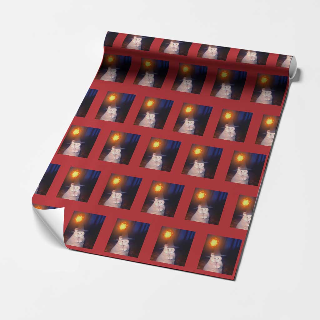 Wizard Cat Wrapping Paper Roll Weird Funny Retro Halloween Orange Cat Meme - Wonder Print Shop