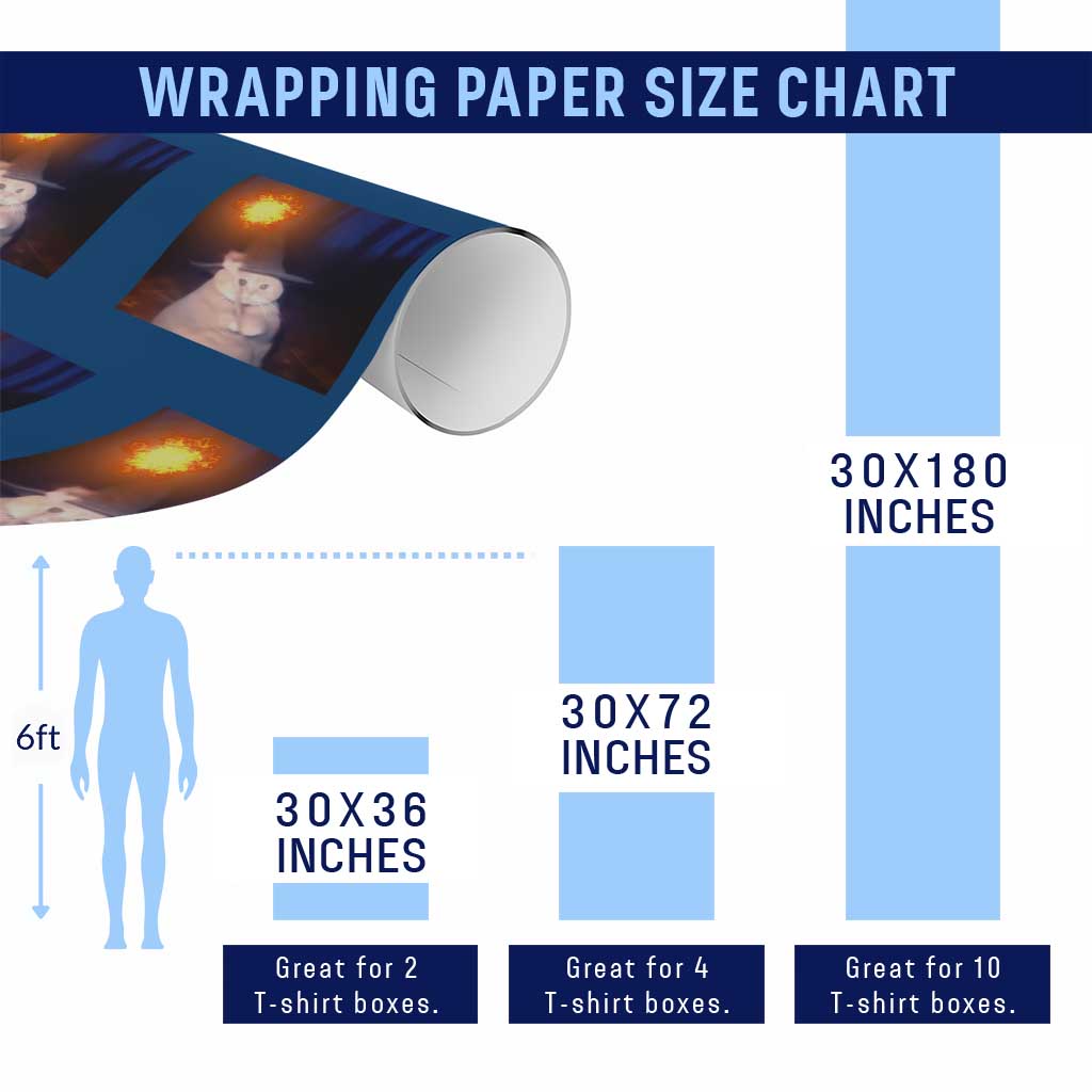 Wizard Cat Wrapping Paper Roll Weird Funny Retro Halloween Orange Cat Meme - Wonder Print Shop