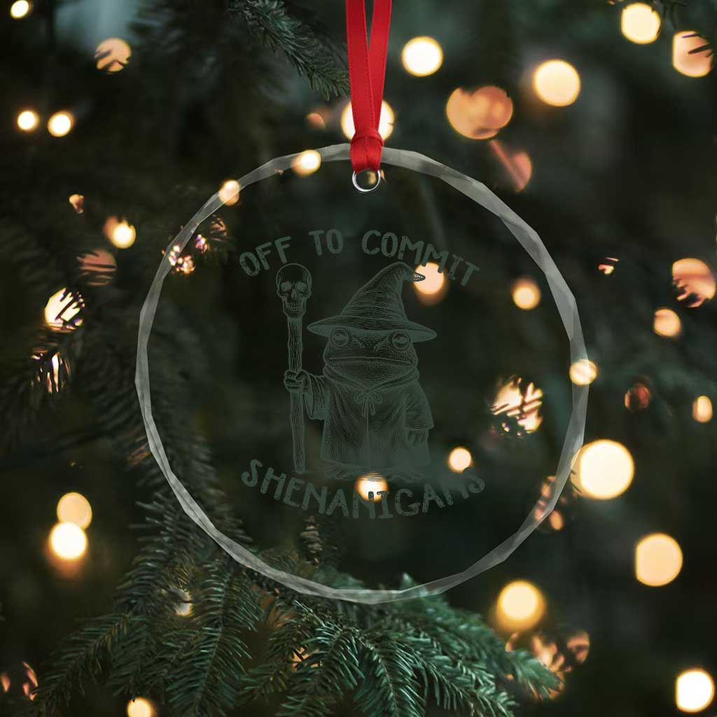 Wizard Frog Crystal Glass Ornament Funny Off to Commit Shenanigans