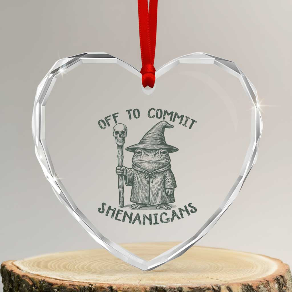 Wizard Frog Heart Crystal Glass Ornament Funny Off to Commit Shenanigans