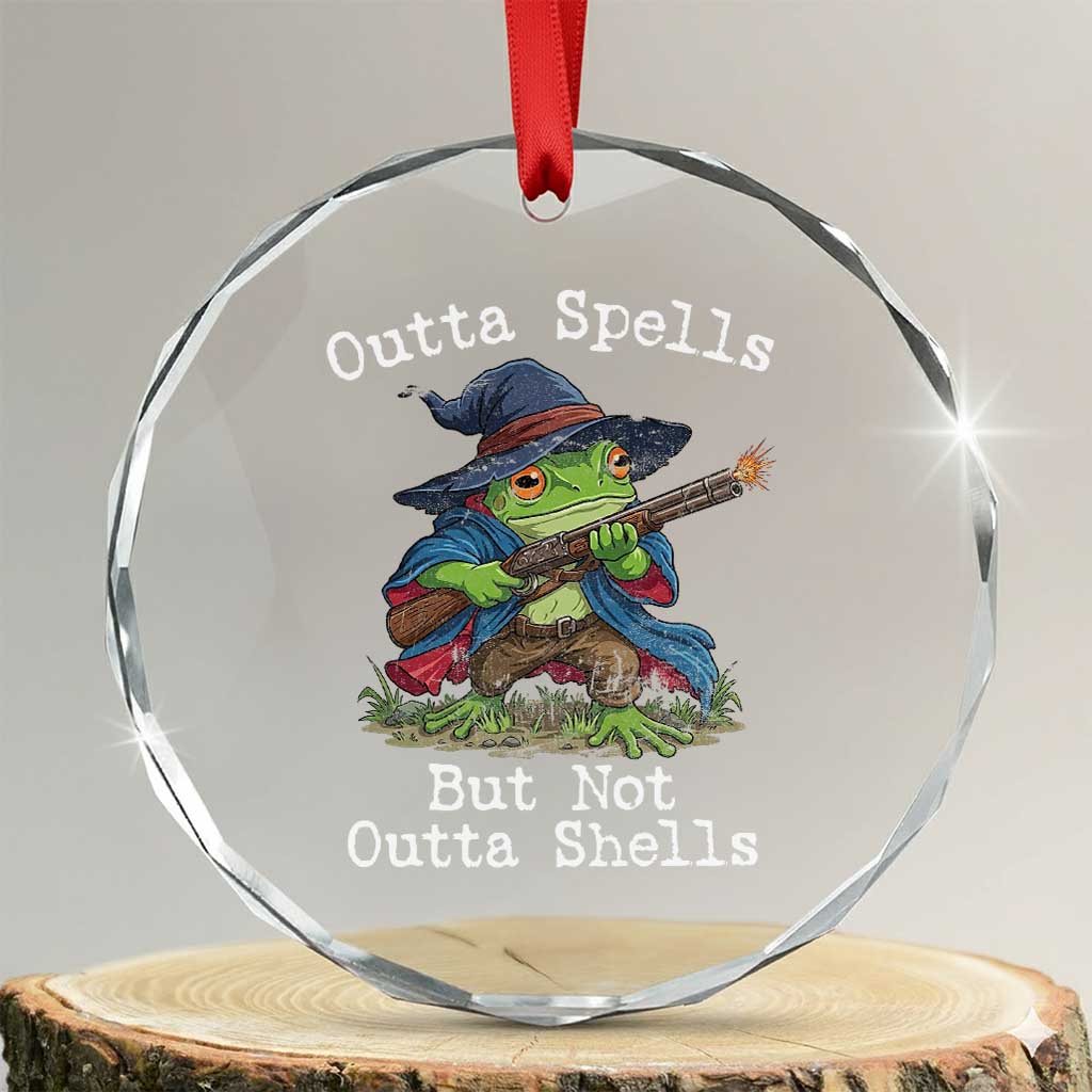 Wizard Frog Meme Crystal Glass Ornament Outta Spells But Not Outta Shells - Wonder Print Shop