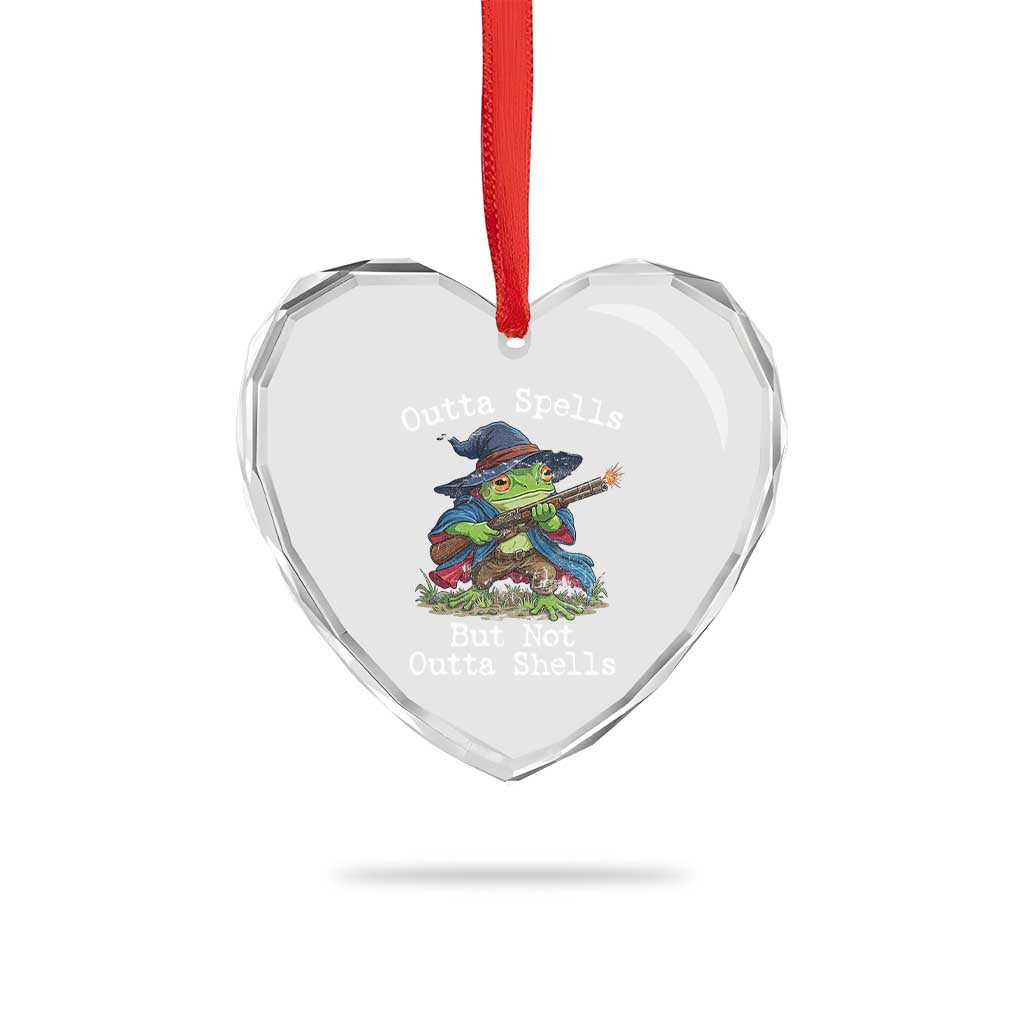 Wizard Frog Meme Heart Crystal Glass Ornament Outta Spells But Not Outta Shells - Wonder Print Shop