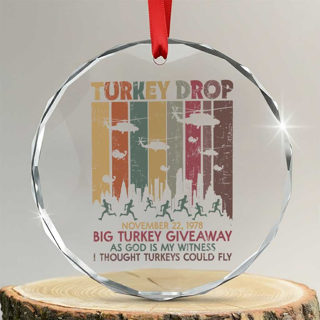 WKRP Turkey Drop Crystal Glass Ornament Retro First Annual WKRP Funny Thanksgiving Day - Wonder Print Shop