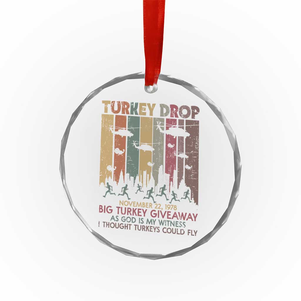 WKRP Turkey Drop Crystal Glass Ornament Retro First Annual WKRP Funny Thanksgiving Day - Wonder Print Shop