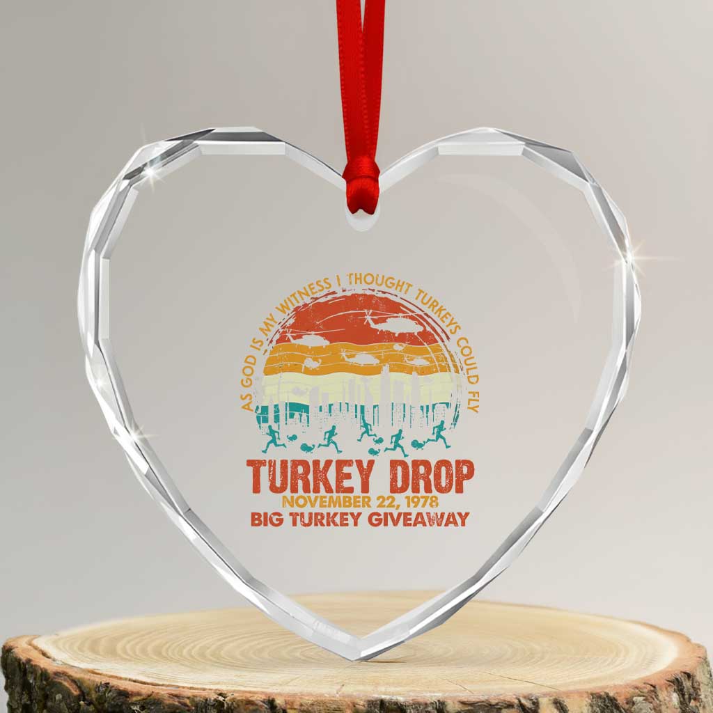 WKRP Turkey Drop Heart Crystal Glass Ornament Funny Thanksgiving Day First Annual WKRP - Wonder Print Shop
