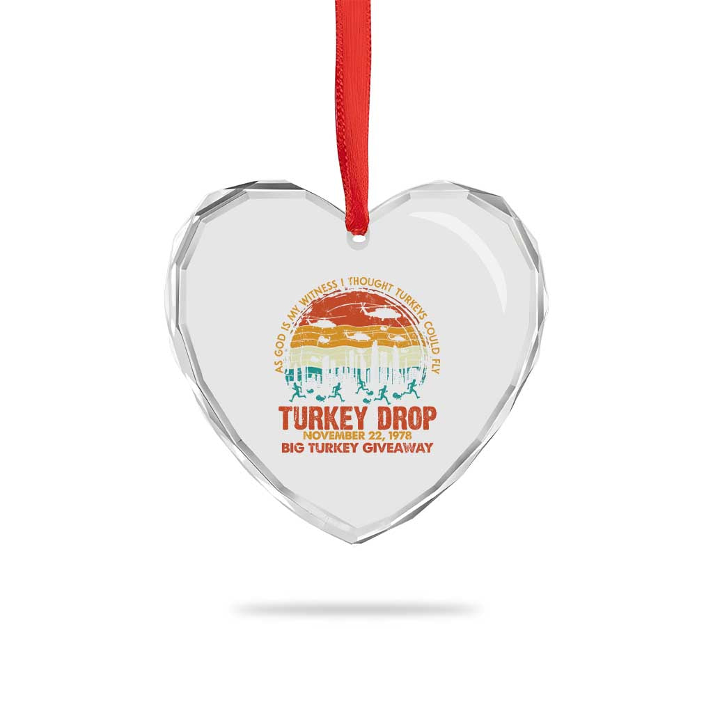 WKRP Turkey Drop Heart Crystal Glass Ornament Funny Thanksgiving Day First Annual WKRP - Wonder Print Shop