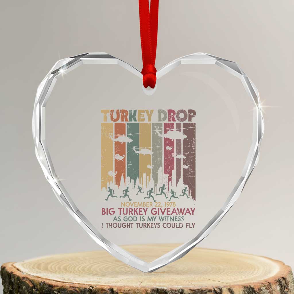 WKRP Turkey Drop Heart Crystal Glass Ornament Retro First Annual WKRP Funny Thanksgiving Day - Wonder Print Shop