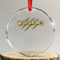 Wolverine Lover Sports Game Day Scratch Mark Crystal Glass Ornament