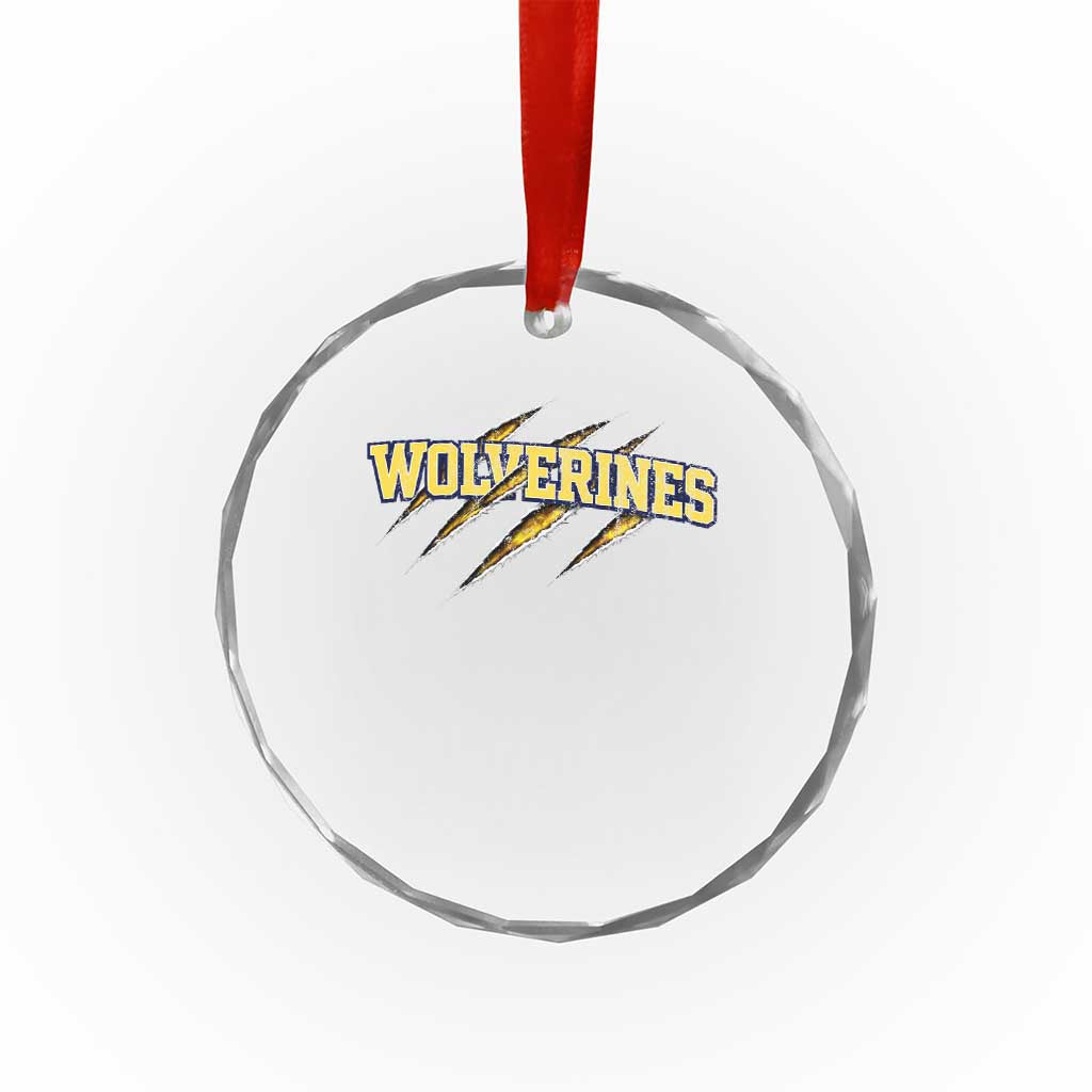 Wolverine Lover Sports Game Day Scratch Mark Crystal Glass Ornament