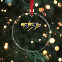 Wolverine Lover Sports Game Day Scratch Mark Crystal Glass Ornament