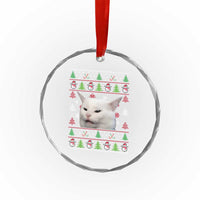 Woman Yelling At A Cat Ugly Christmas Crystal Glass Ornament Funny Cat Meme Matching Couple Christmas Pajama - Wonder Print Shop