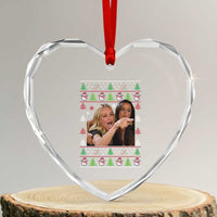 Woman Yelling At A Cat Ugly Christmas Heart Crystal Glass Ornament Funny Meme Matching Couple Christmas Pajama - Wonder Print Shop