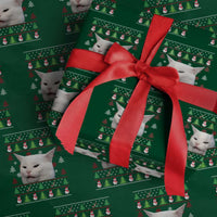 Woman Yelling At A Cat Ugly Christmas Wrapping Paper Roll Funny Cat Meme Matching Couple Christmas Pajama - Wonder Print Shop
