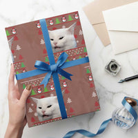 Woman Yelling At A Cat Ugly Christmas Wrapping Paper Roll Funny Cat Meme Matching Couple Christmas Pajama - Wonder Print Shop