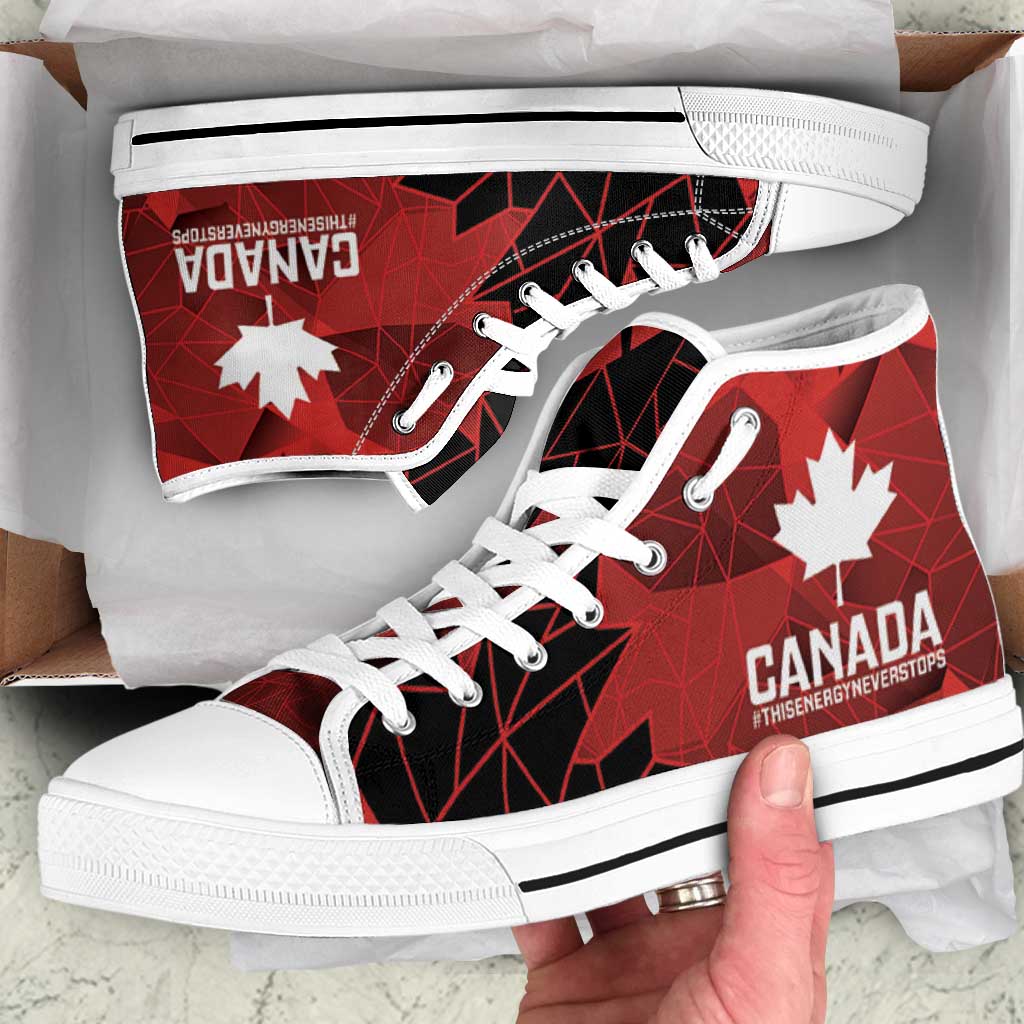 Women Rugby Canada High Top Shoes Maple Energy Never Stops - Wonder Print Shop