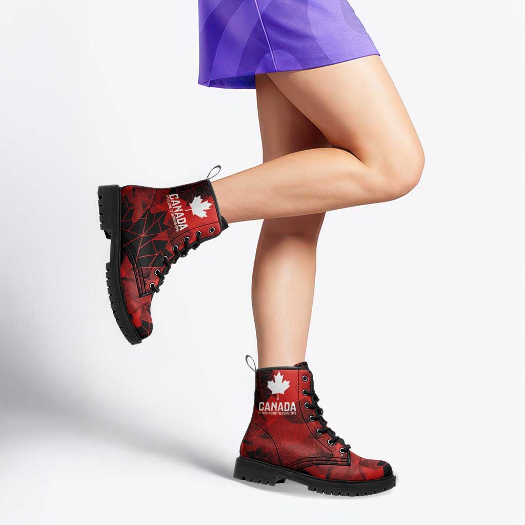 Women Rugby Canada Leather Boots Maple Energy Never Stops - Wonder Print Shop