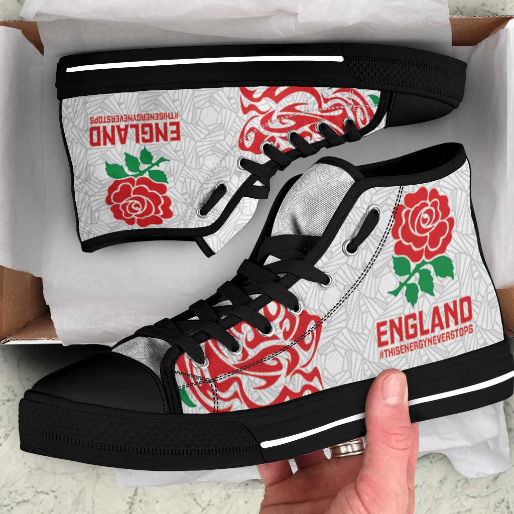 Women Rugby England High Top Shoes Red Roses Energy Never Stops - Wonder Print Shop