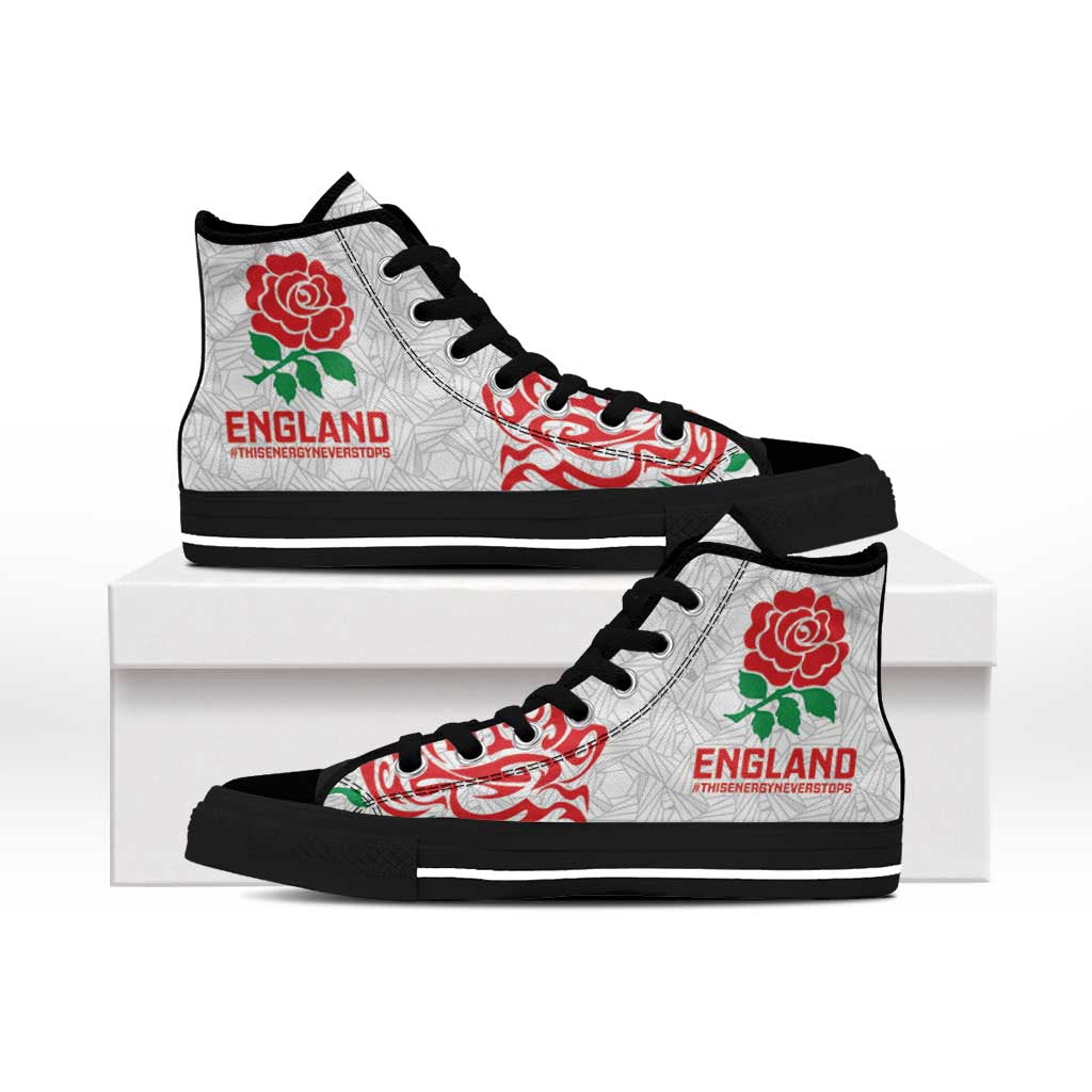 Women Rugby England High Top Shoes Red Roses Energy Never Stops - Wonder Print Shop