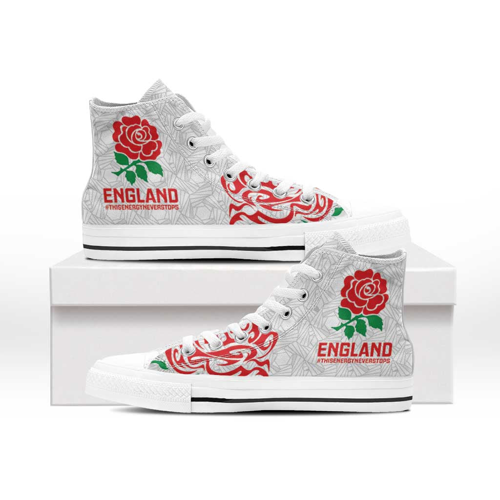 Women Rugby England High Top Shoes Red Roses Energy Never Stops - Wonder Print Shop