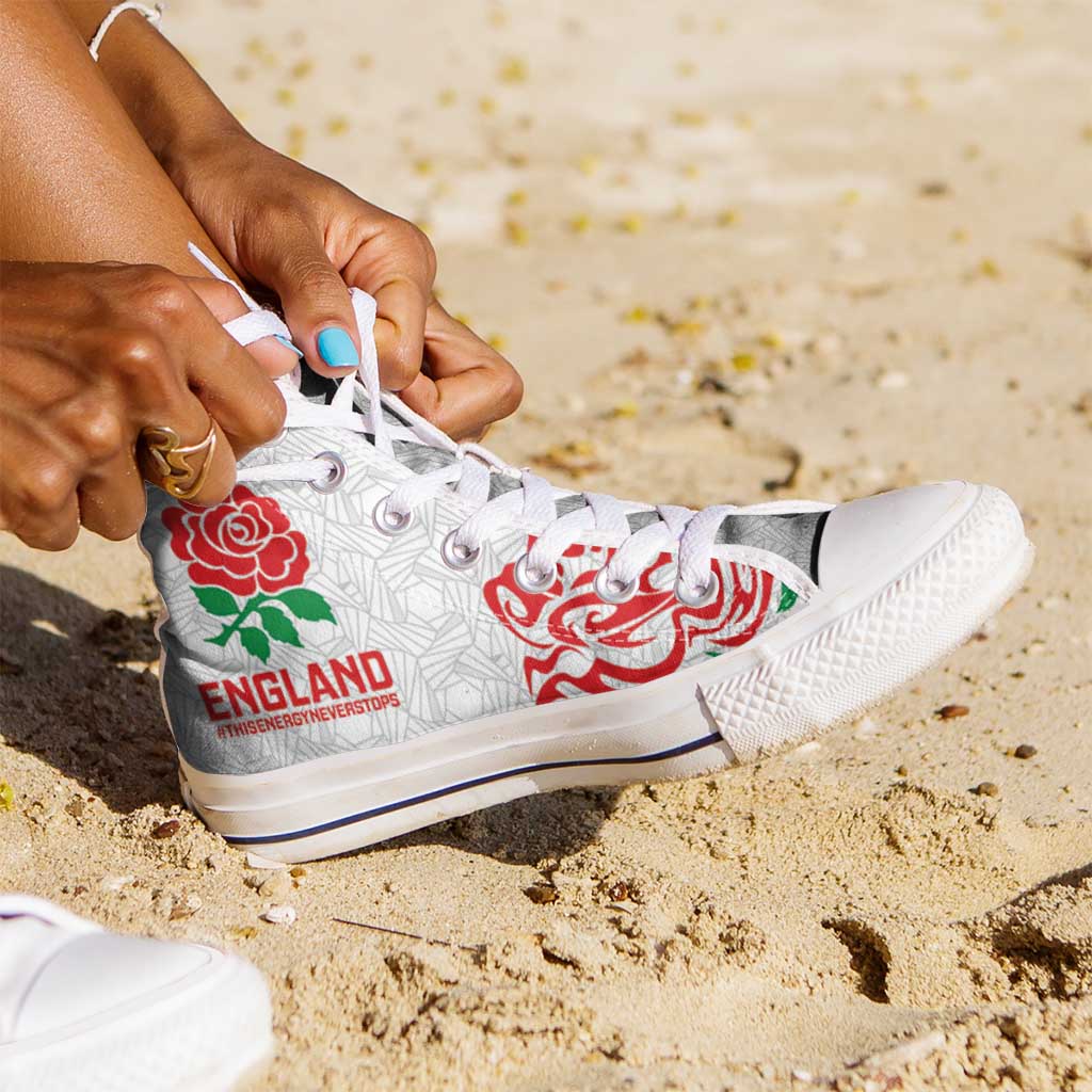Women Rugby England High Top Shoes Red Roses Energy Never Stops - Wonder Print Shop