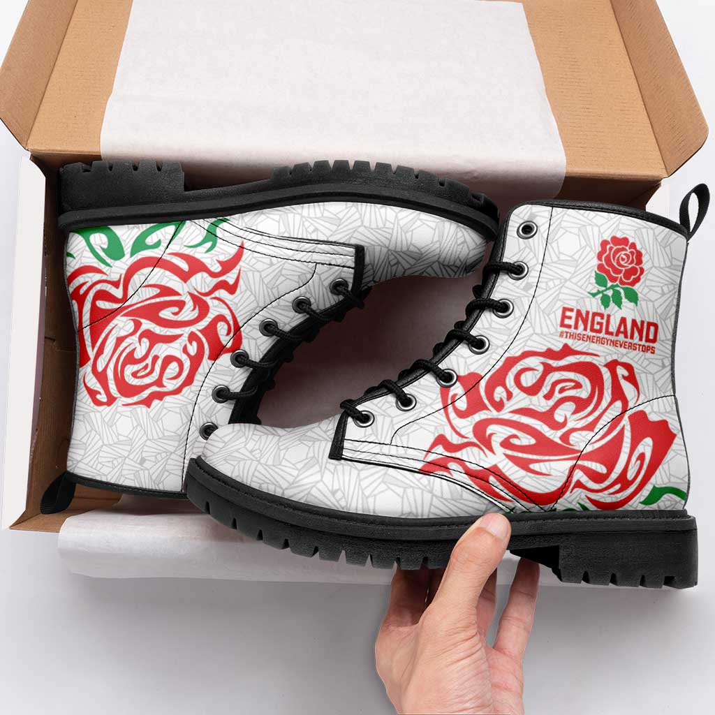 Women Rugby England Leather Boots Red Roses Energy Never Stops - Wonder Print Shop